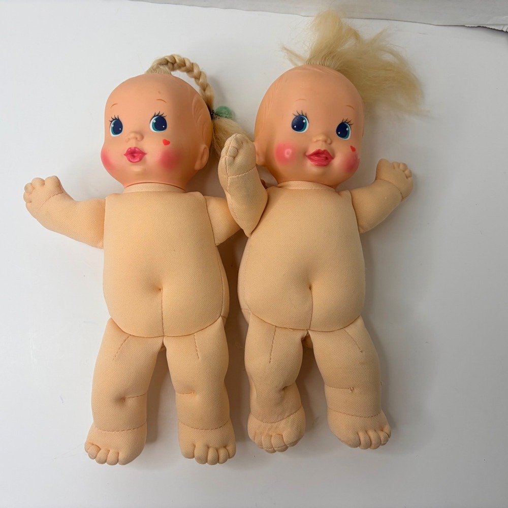 Vtg Mattel Magic Nursery Dolls 90s Retro Babies Soft Body Blonde Hair No Clothes